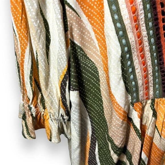 Anthropologie x Bl-nk London BohoV-Neck Blouse S  Geometric Long Sleeve Viscose - Picture 8 of 8